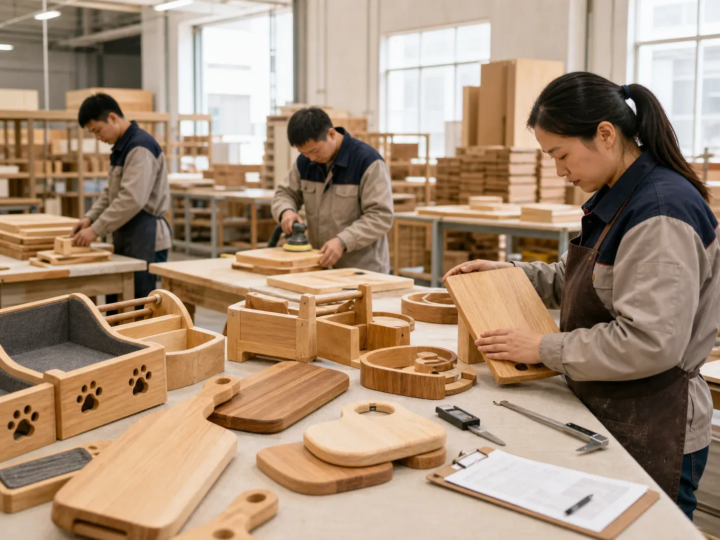Wood products sanding and quality control area