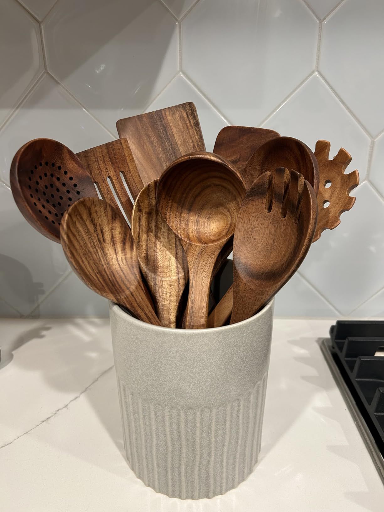 10 Pc Teak Wood Utensil Set - Nonstick Safe & Heat Resistant - 2