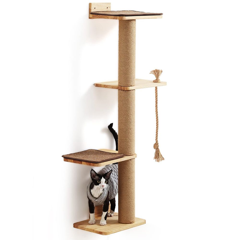 Wall-Mounted Cat Tree with Hanging Toy