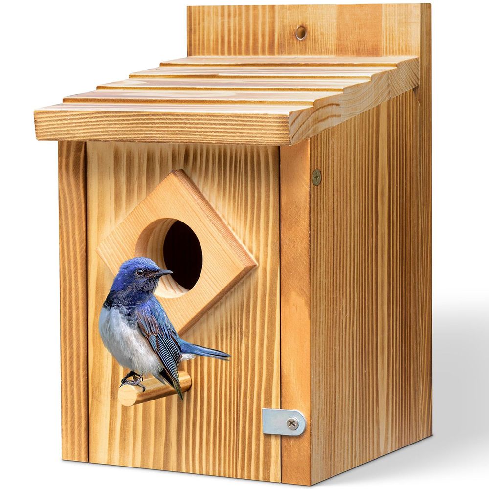 Wooden Birdhouse with Diamond Entrance