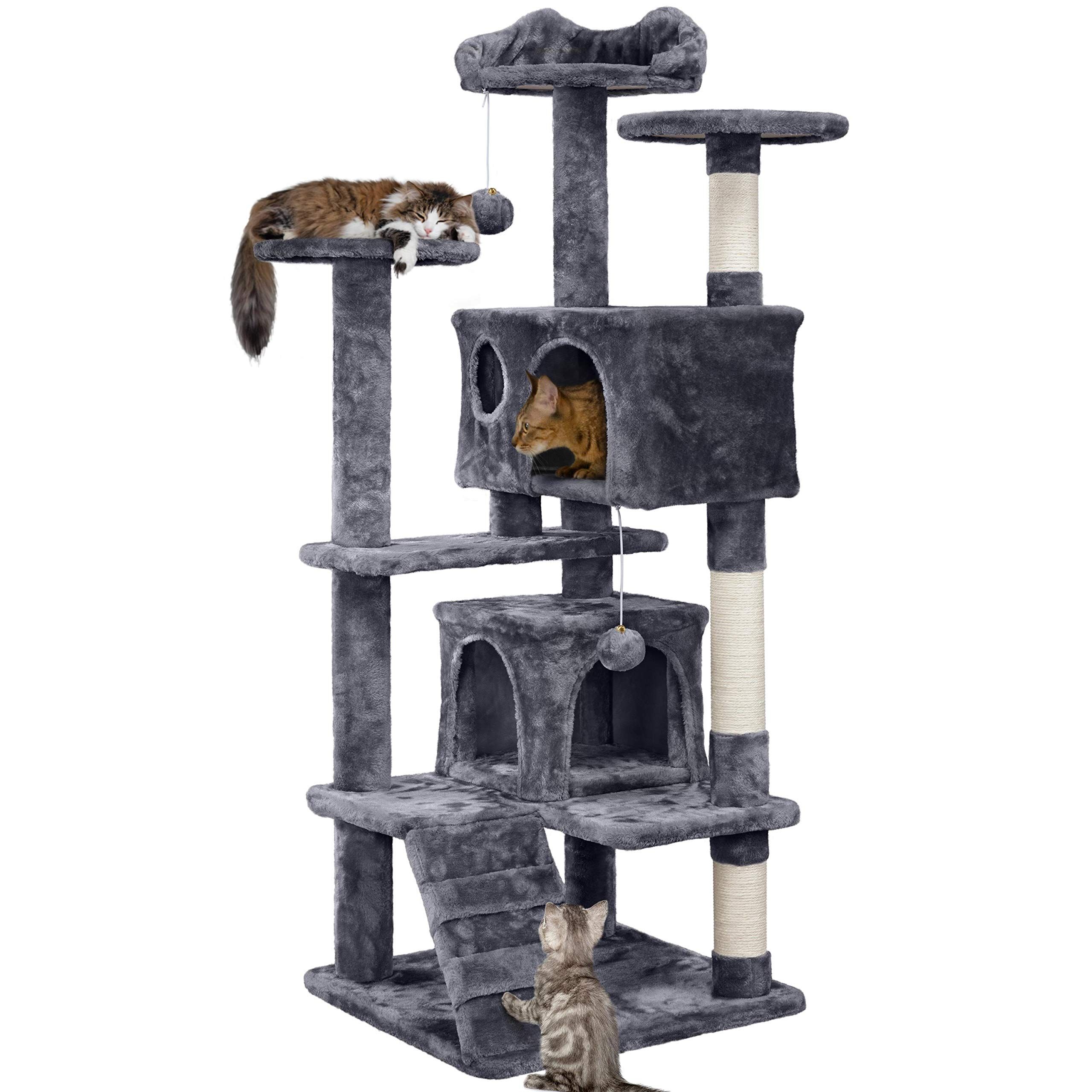 Multi-Level Cat Tree with Gray Plush