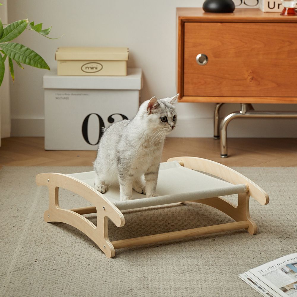 Wooden Cat Platform with Curved Frame
