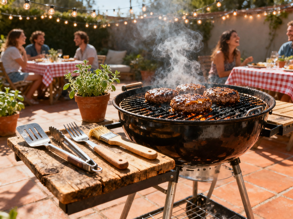 Premium Wooden BBQ Tool Set with Stand - 3