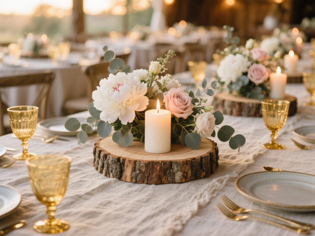 Natural Wood Slices for Wedding Decor