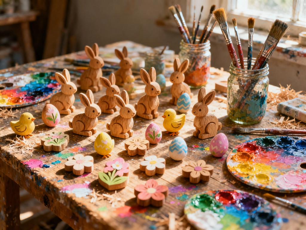 80PCS Wooden Spring Ornaments to Paint