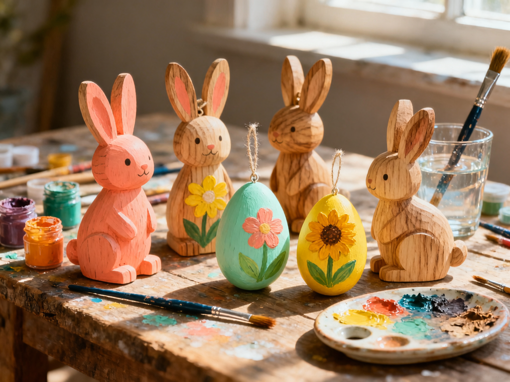 80PCS Wooden Spring Ornaments to Paint - 2