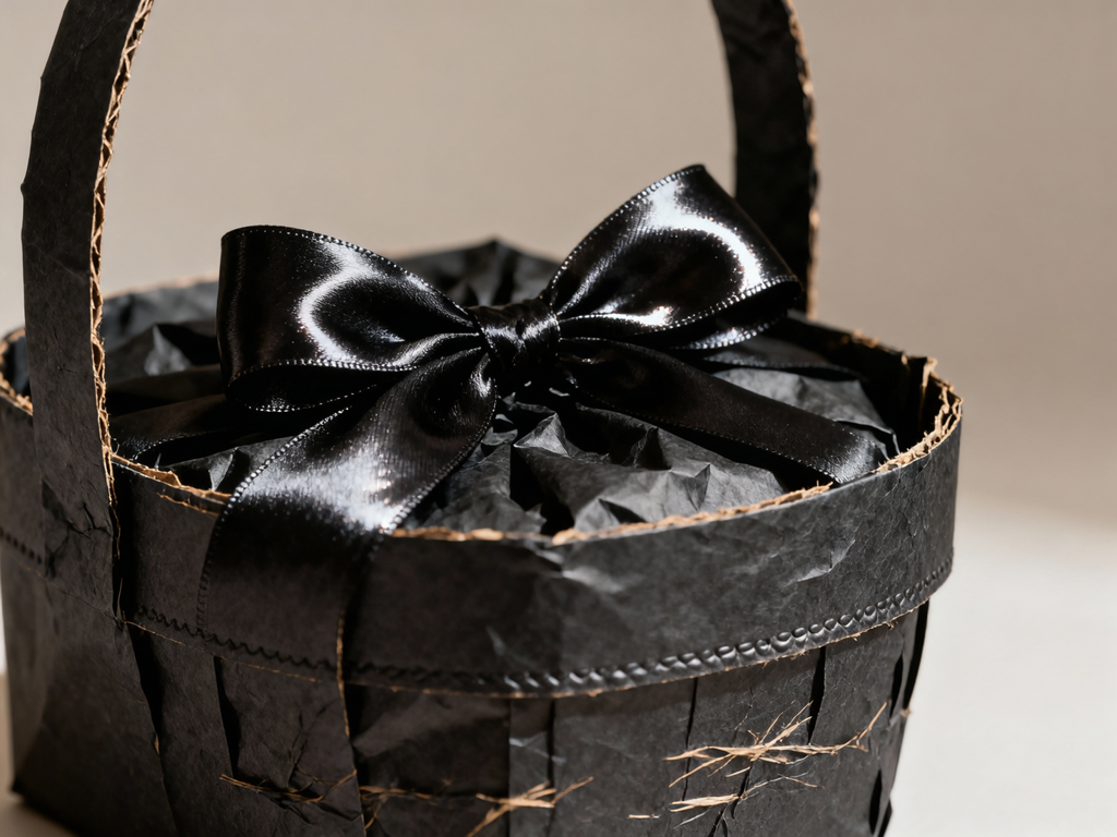 10-Pack Black Kraft Gift Baskets with Bows - 2