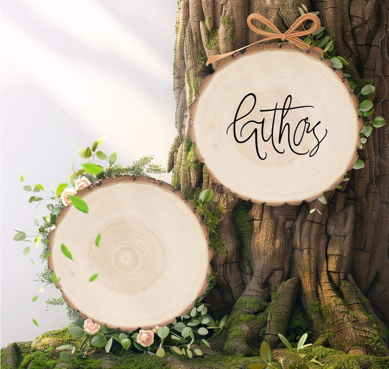 unfinished DIY natural polished wood slices for wall hanging decor crafts and event decorations 1