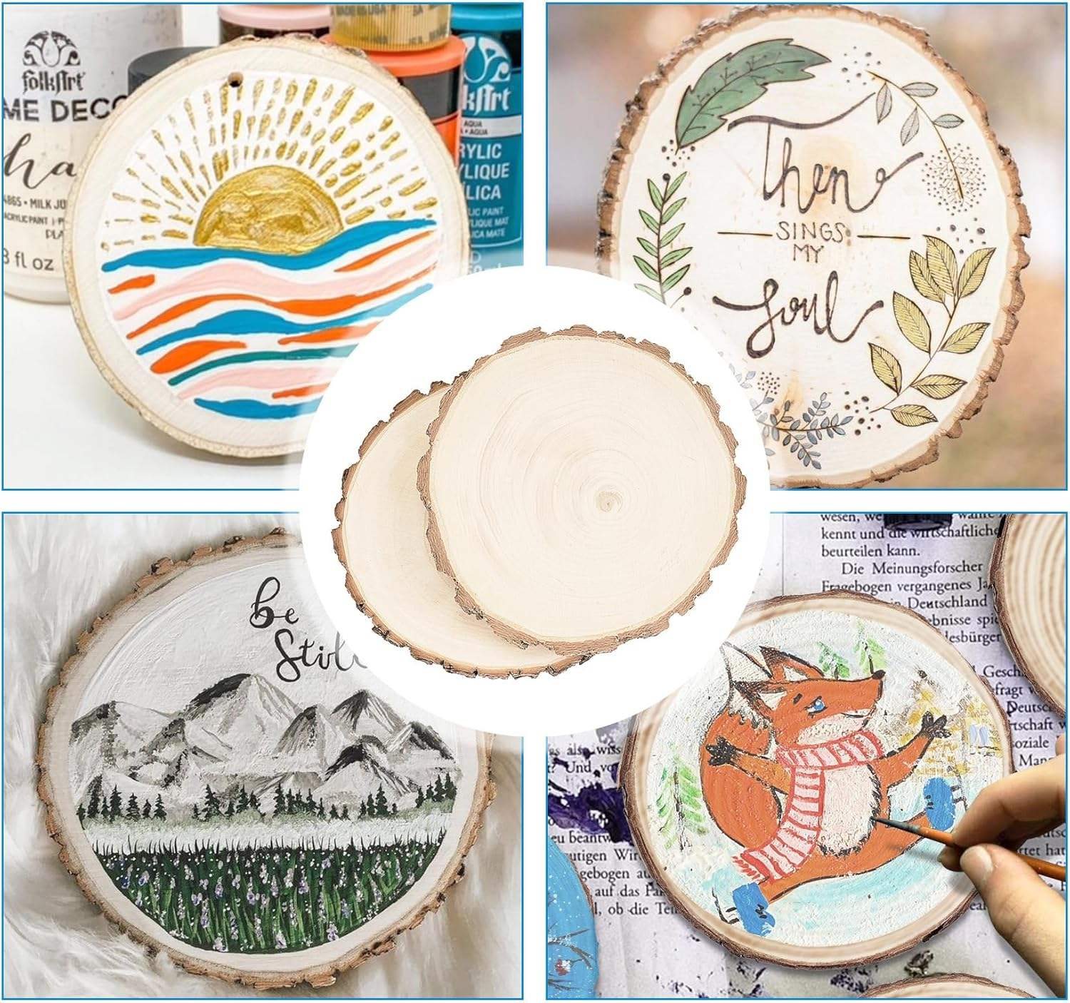unfinished DIY natural polished wood slices for wall hanging decor crafts and event decorations 2