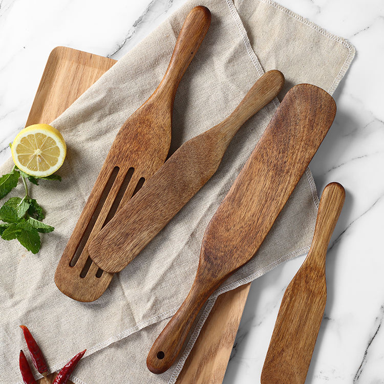 4 piece acacia wood spatula cooking utensil set for nonstick cookware 1