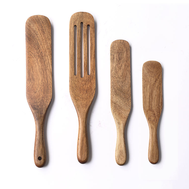 4 piece acacia wood spatula cooking utensil set for nonstick cookware 2