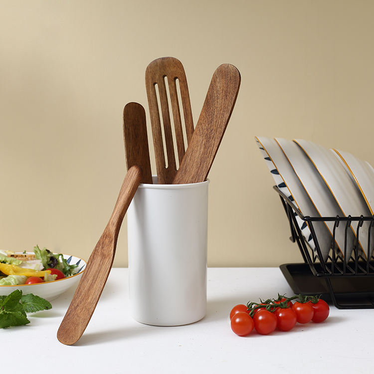 4 piece acacia wood spatula cooking utensil set for nonstick cookware 3