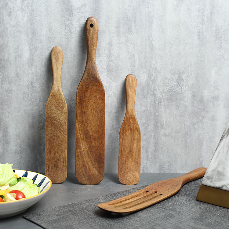 4 piece acacia wood spatula cooking utensil set for nonstick cookware 5
