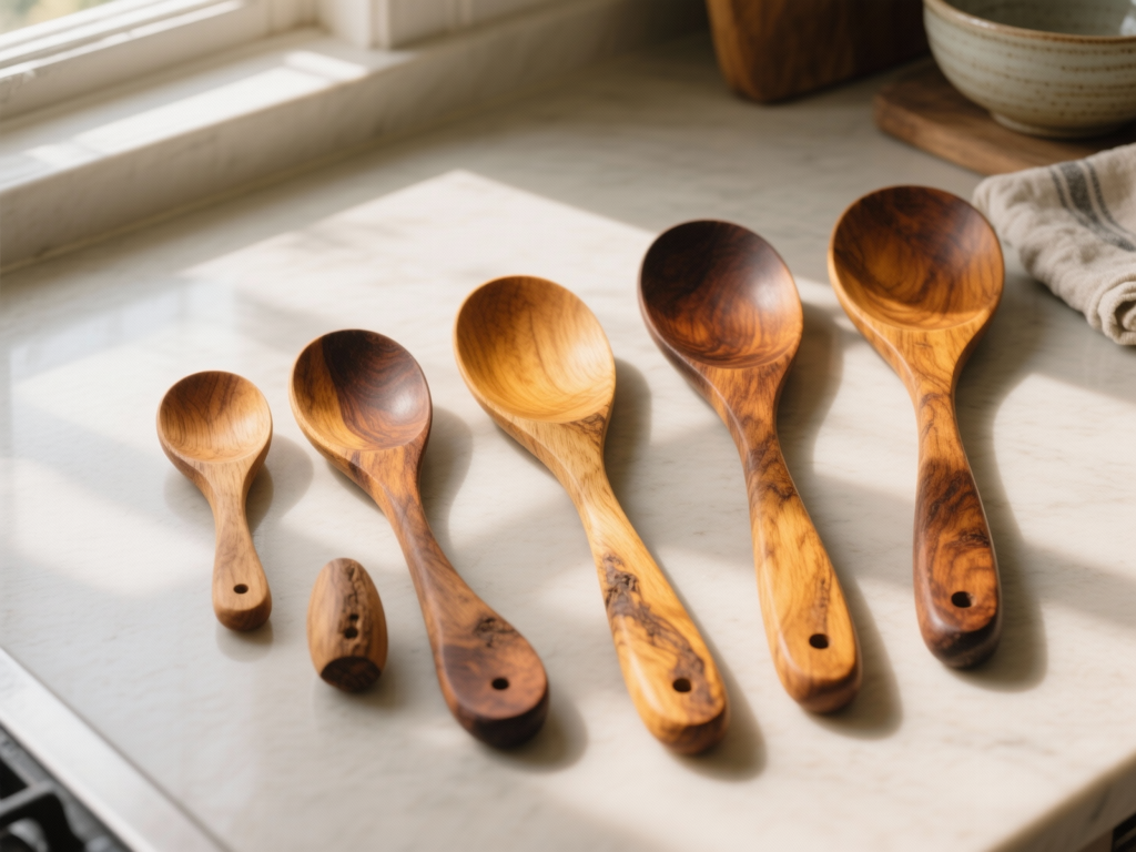 Wooden Spurtle Set of 5 - Natural Teak Wood Spatula