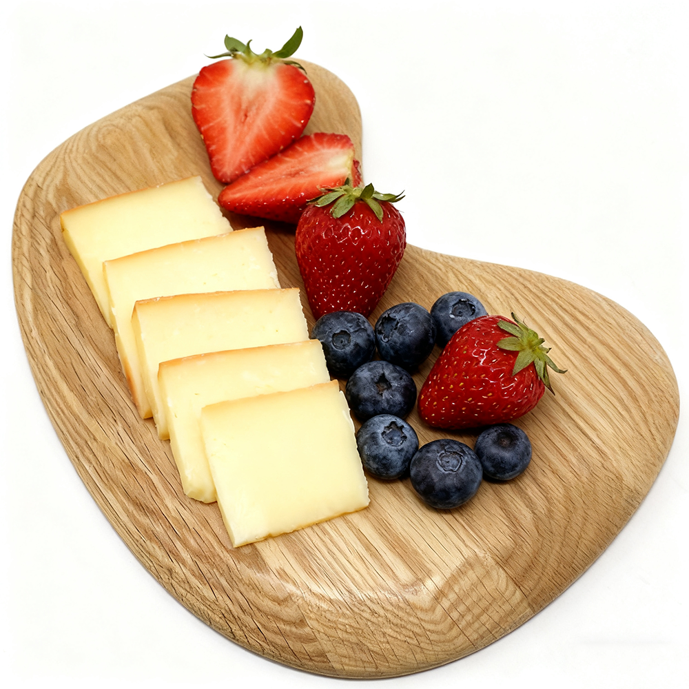 pebble shape solid white oak cutting board for fruit cheese deli and kitchen serving 1