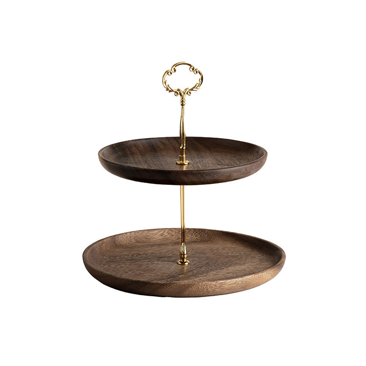two tier acacia wood cake stand for dessert table and tea party display 4