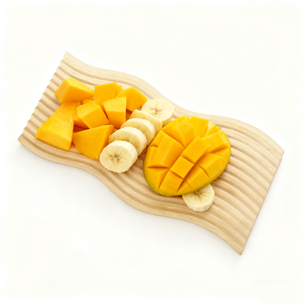 decorative wavy beech wood appetizer tray for snacks bread coffee and tabletop display 2