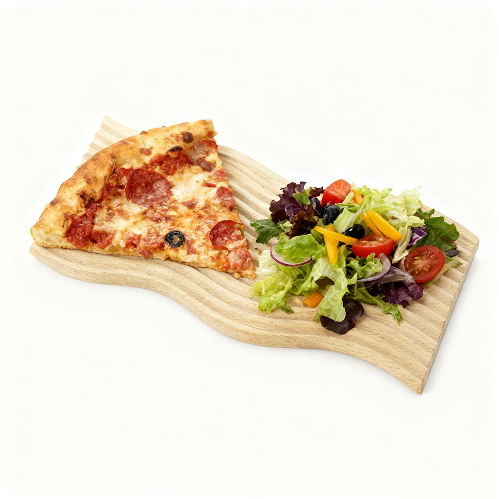 decorative wavy beech wood appetizer tray for snacks bread coffee and tabletop display 5