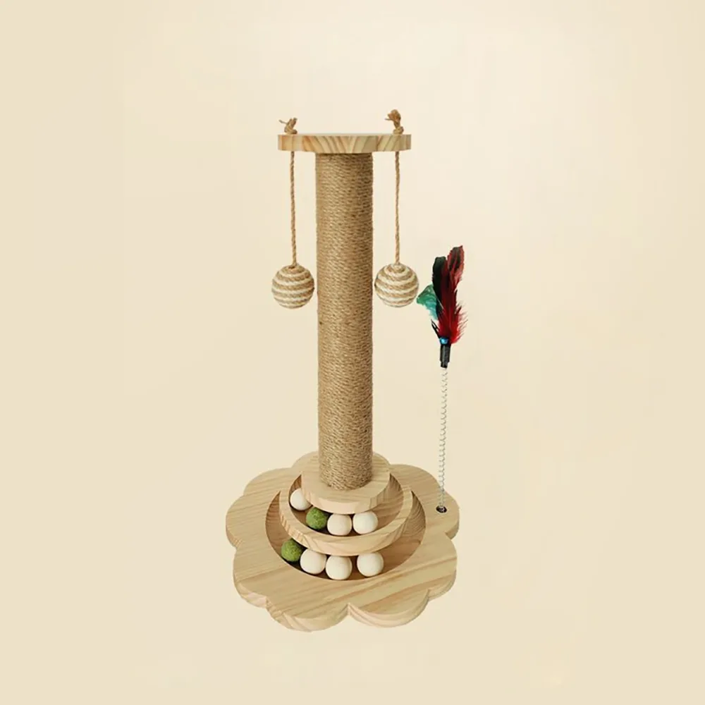 Two-Post Cat Tree with Brush and Top Perch