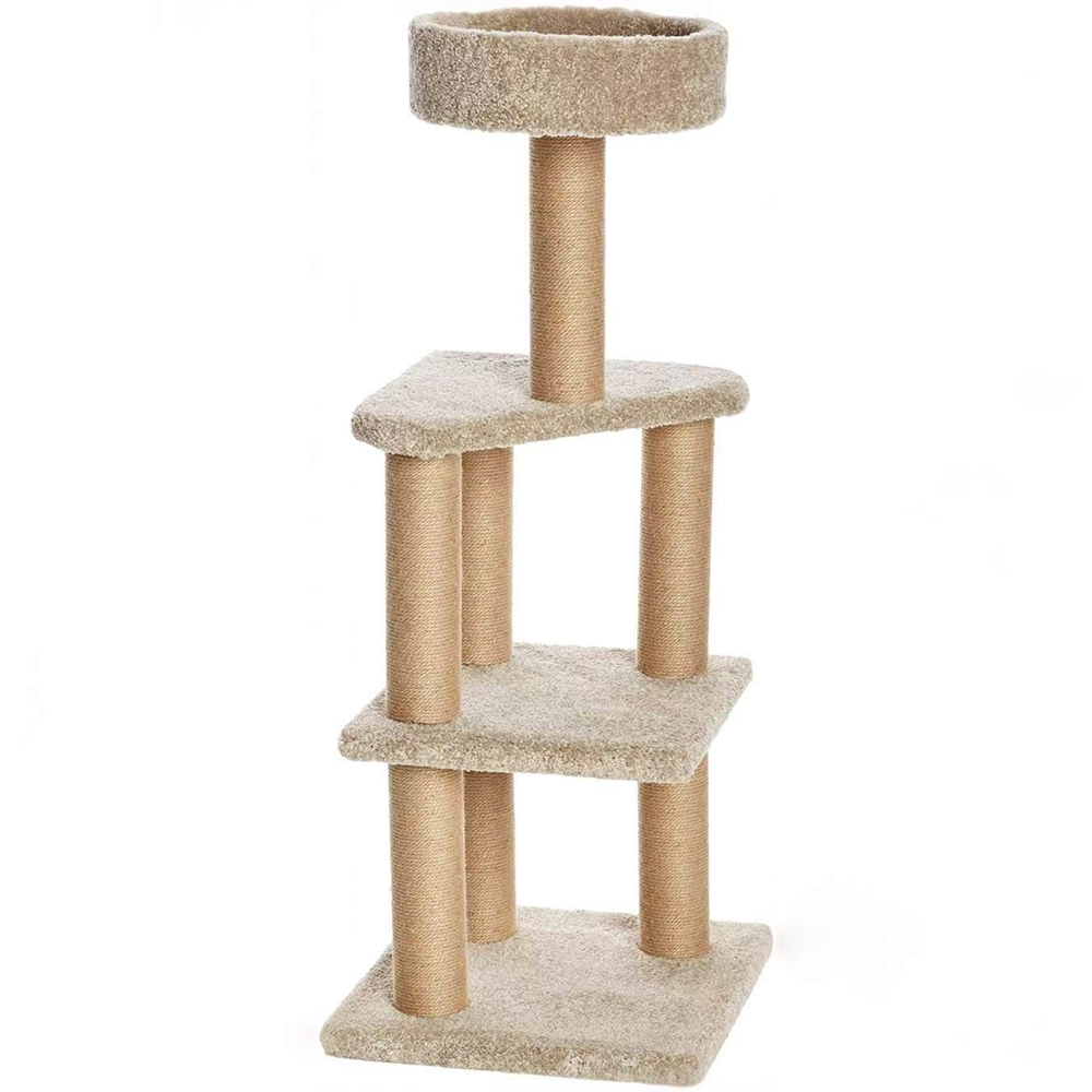 Two-Tier Wooden Cat Perch with Bear Cutouts - 3