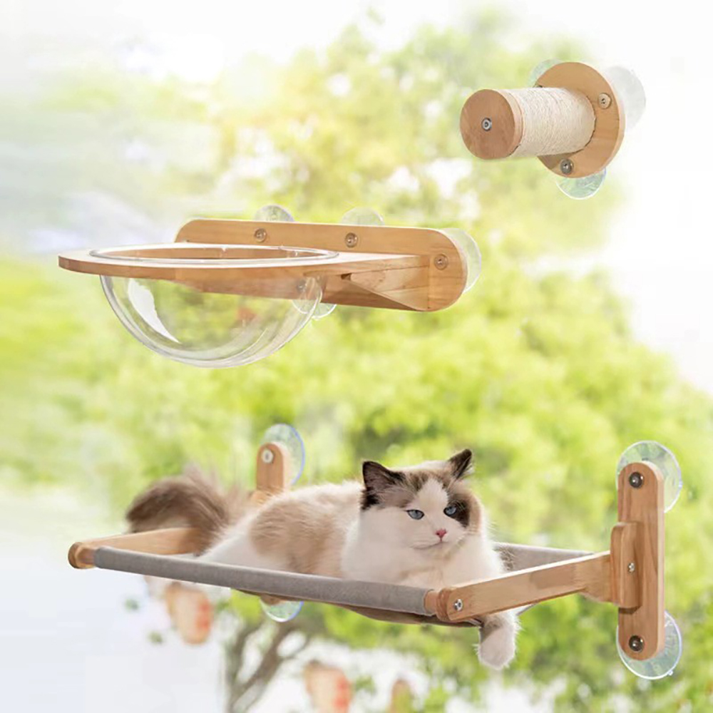 Two-Post Cat Tree with Brush and Top Perch - 2