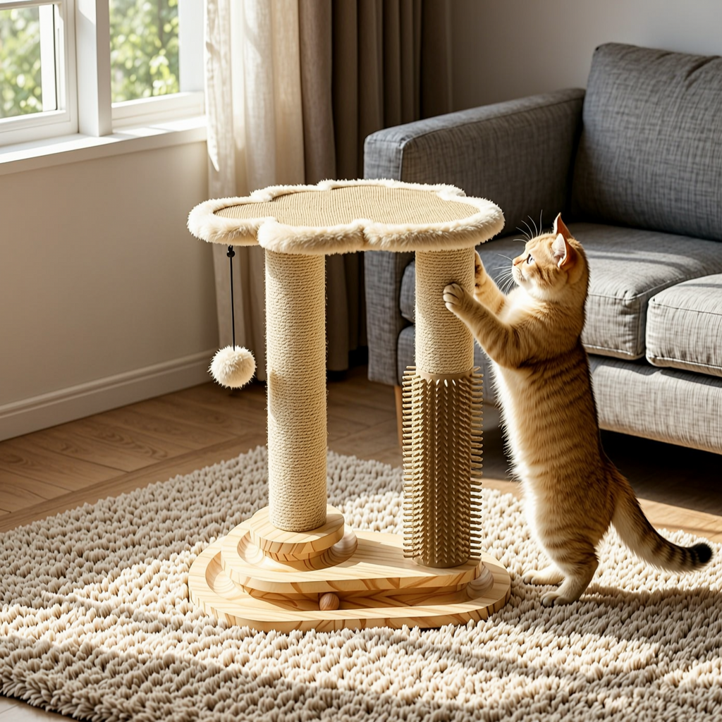 Cat Scratching Post with Hanging Feather Toys - 2