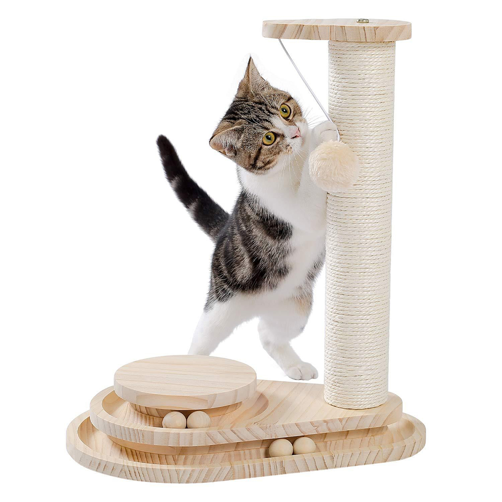 Scratching Post with Balls and Pom-Pom - 3