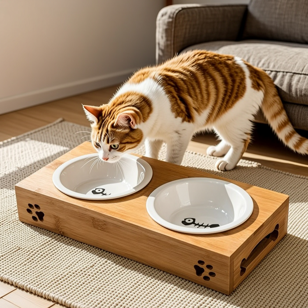 Elevated Pet Feeder with Ceramic Bowls - 2