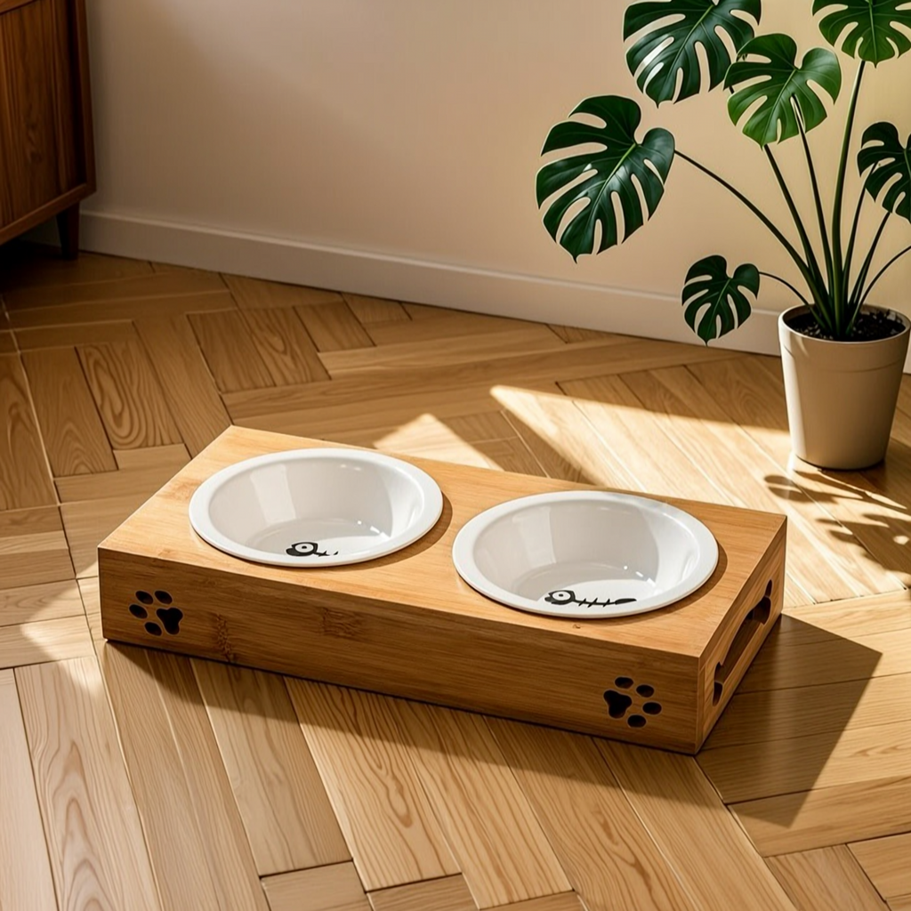 Elevated Pet Feeder with Ceramic Bowls - 3