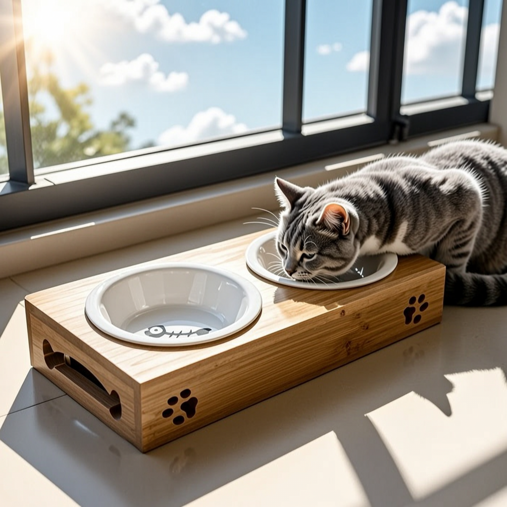 Elevated Pet Feeder with Ceramic Bowls - 4