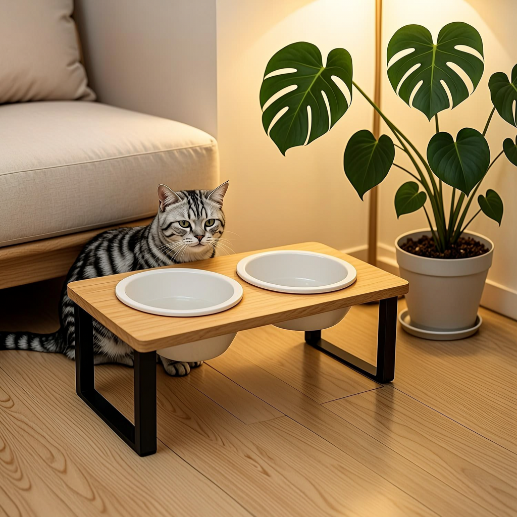 Elevated Pet Feeder with Black Legs - 3