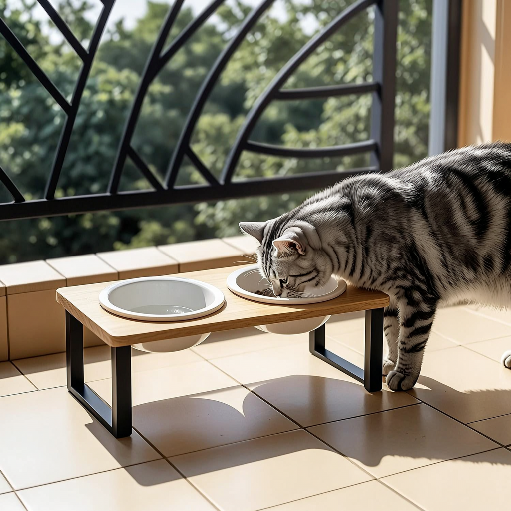 Elevated Pet Feeder with Black Legs - 4