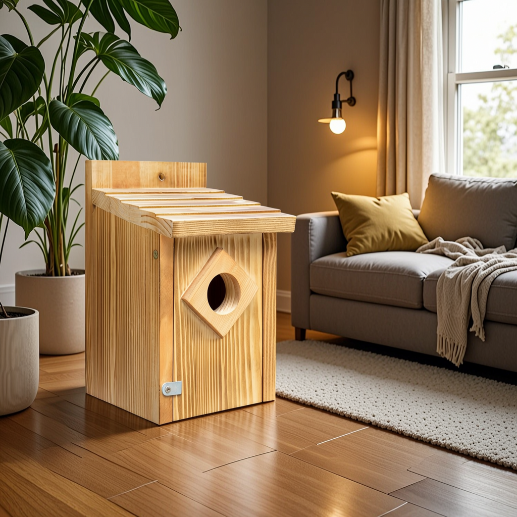 Wooden Birdhouse with Diamond Entrance - 3