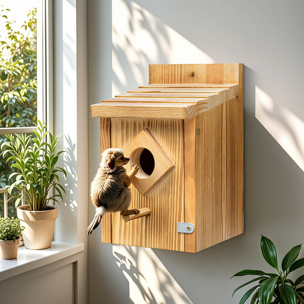 Wooden Birdhouse with Diamond Entrance - 4