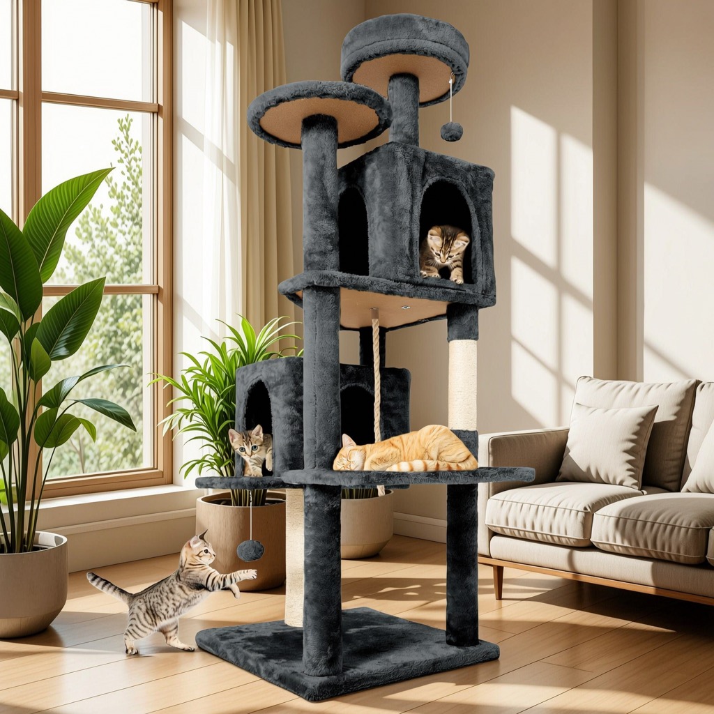 Cat Tree with Hammock and Slide - 2