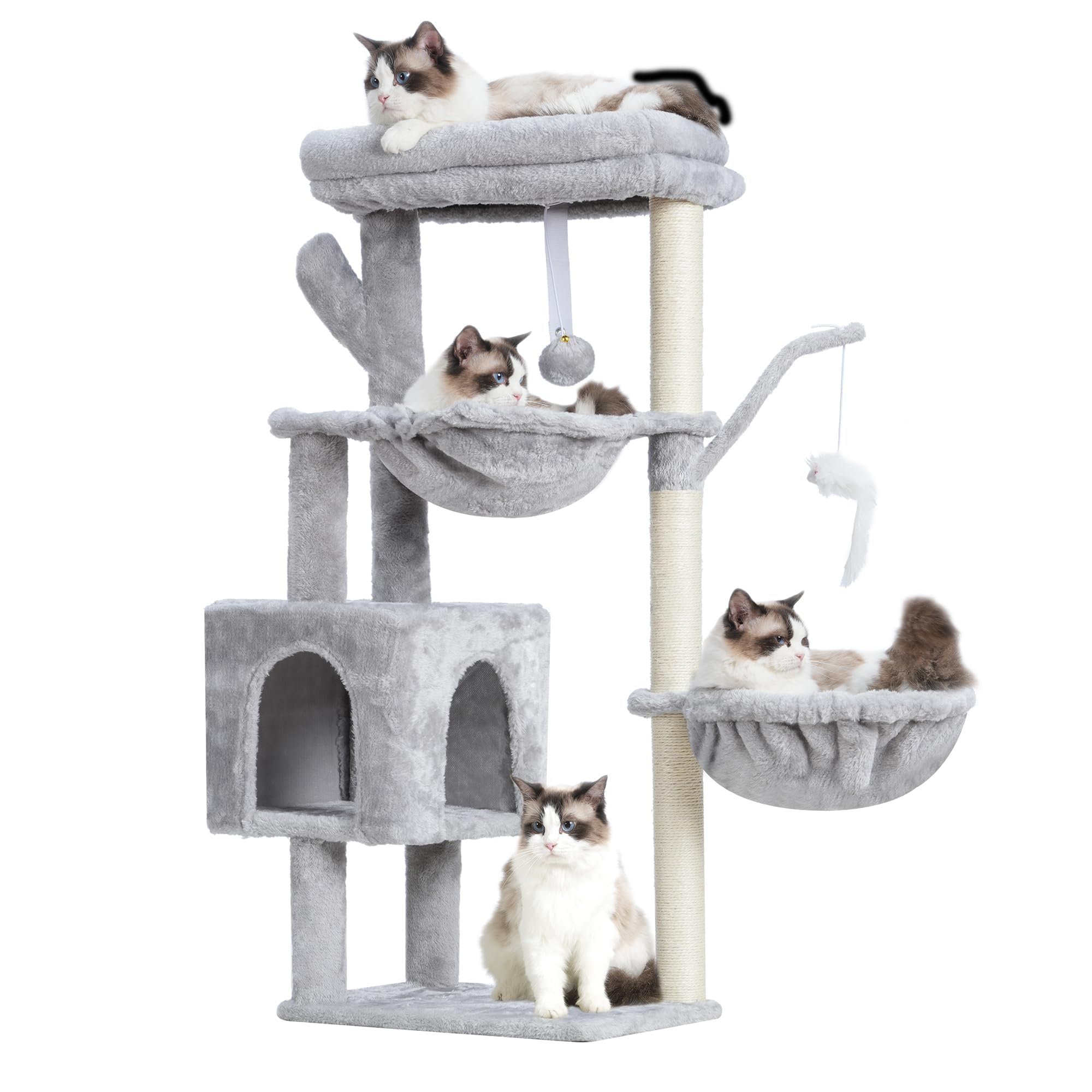 Beige Plush Multi-Level Cat Tree - 2