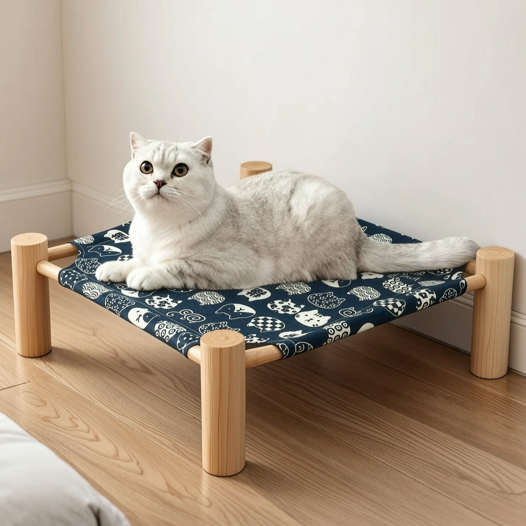 Window Cat Perch with White Cushion - 4