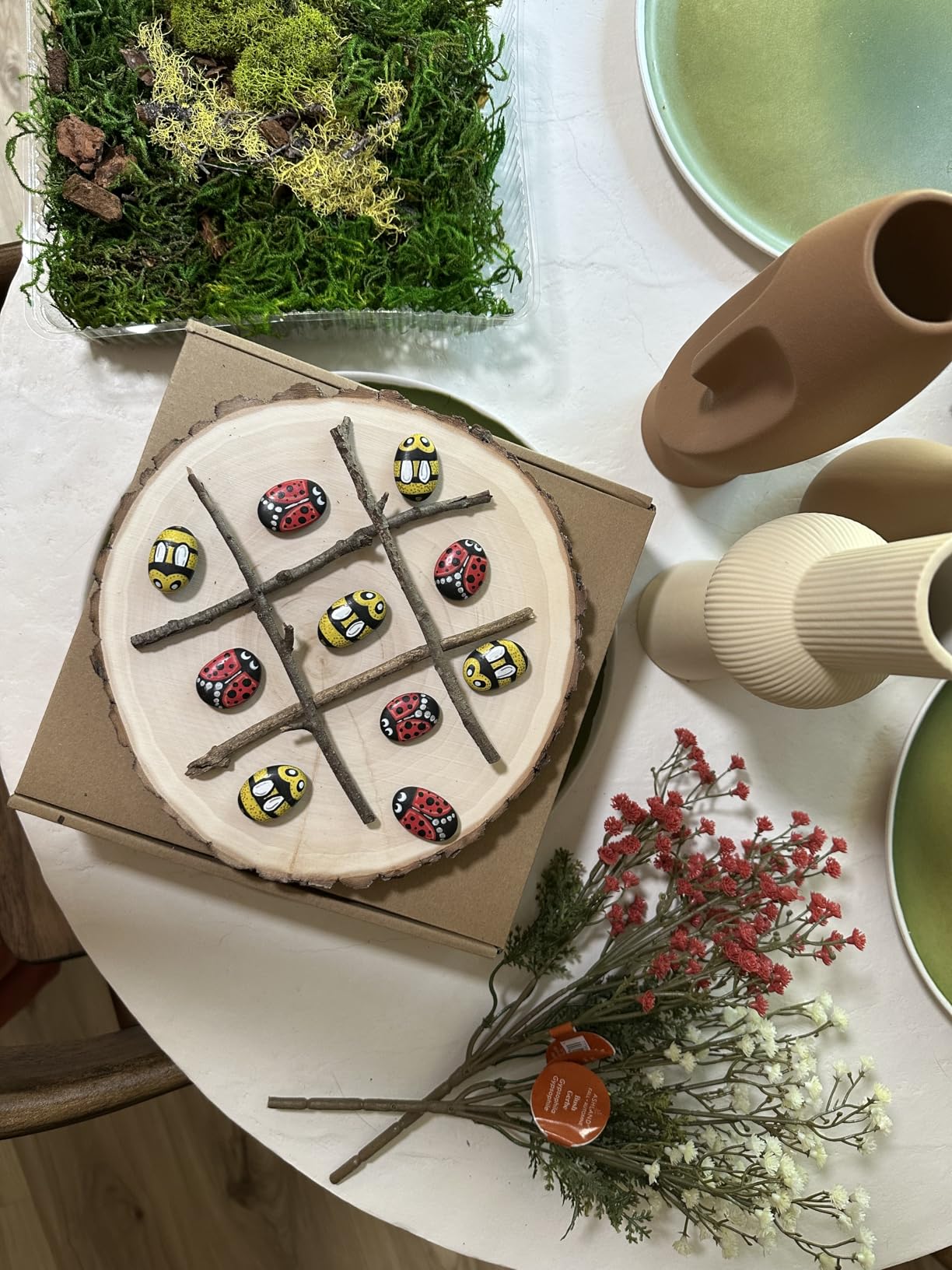 Round Wood Slice Tic-Tac-Toe Board - 2