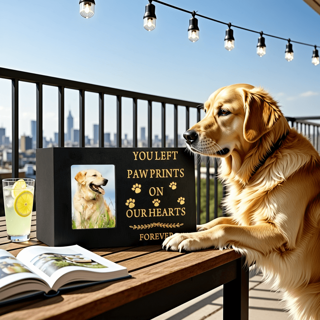Wooden pet memorial box display scene for retail and e-commerce packaging planning