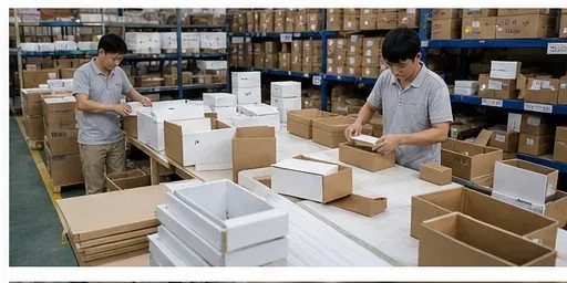Wooden Salt Cellar Export Packaging Area Export packaging area preparing cartons for wooden kitchenware bulk orders