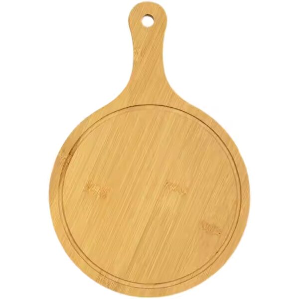 Hot Sale Eco-friendly Smooth Round Bamboo Pizza Board Professional 12inch Custom Pizza Plate With Handle